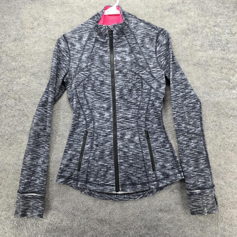 Lululemon Define Jacket Womens 4 Black Gray Heathered Full Zip Thumbholes Active